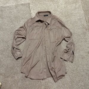 Bagatelle NWOT❗️Mushroom Beige Suede Button Down Shirt